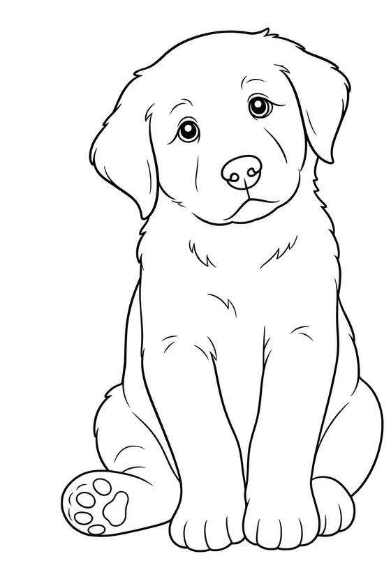 The same puppy converted to clean black line art