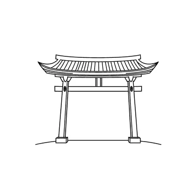 Torii gate line-art template