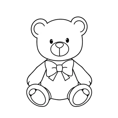 Teddy bear line-art template