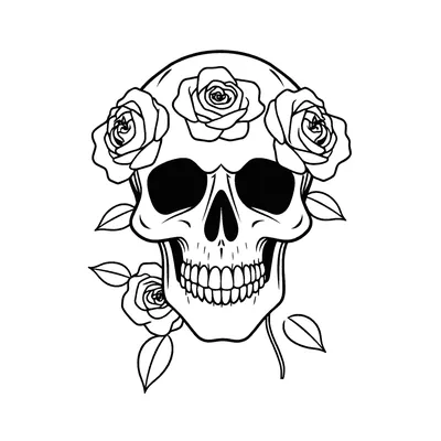 Skull and roses tattoo template